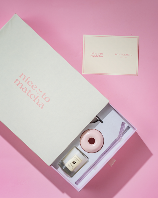 Jo Malone London x Nice To Matcha collaboration box — English Pear and Freesia travel candle with matcha set