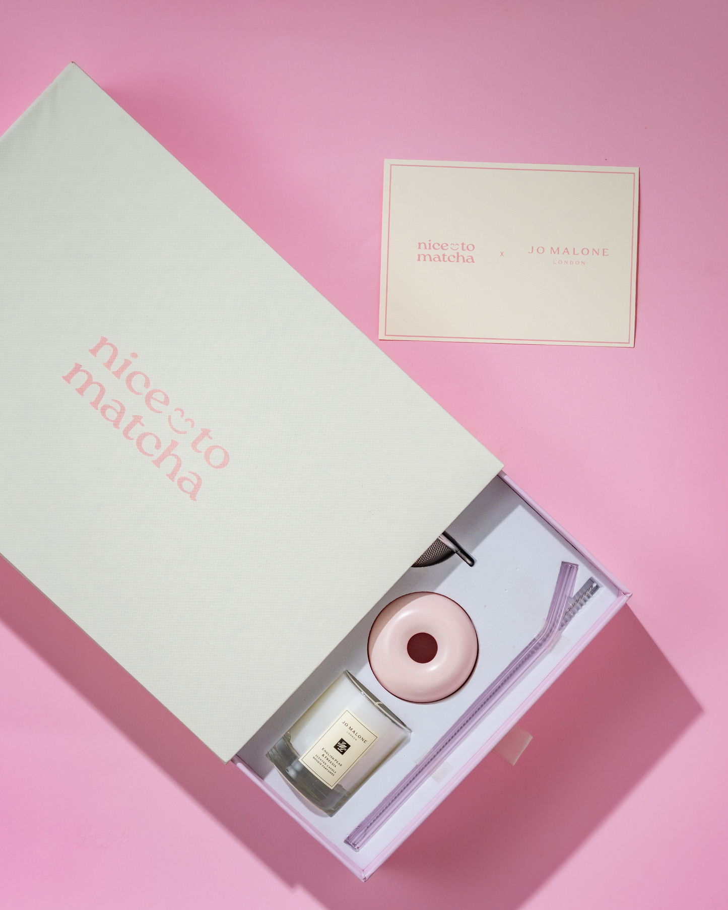 Jo Malone London x Nice To Matcha collaboration box — English Pear and Freesia travel candle with matcha set