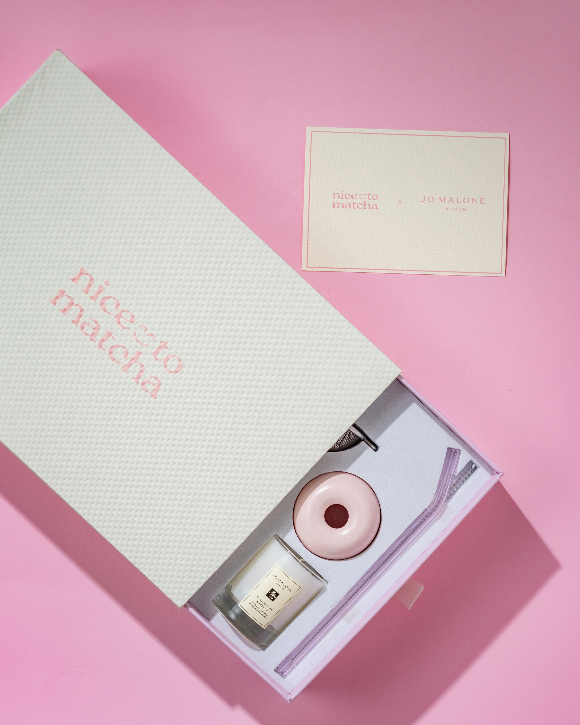 Jo Malone London x Nice To Matcha collaboration box — English Pear and Freesia travel candle with matcha set